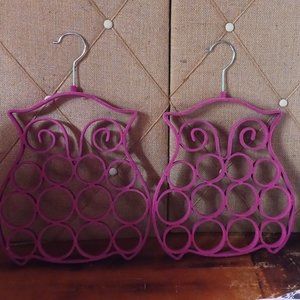 Set of 2 Pink Owl Shaped Accessory Hanger